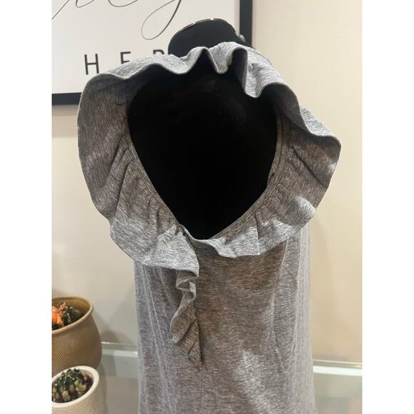 Grey Ruffle Sleeve Tank with Pocket - Picture 3 of 7